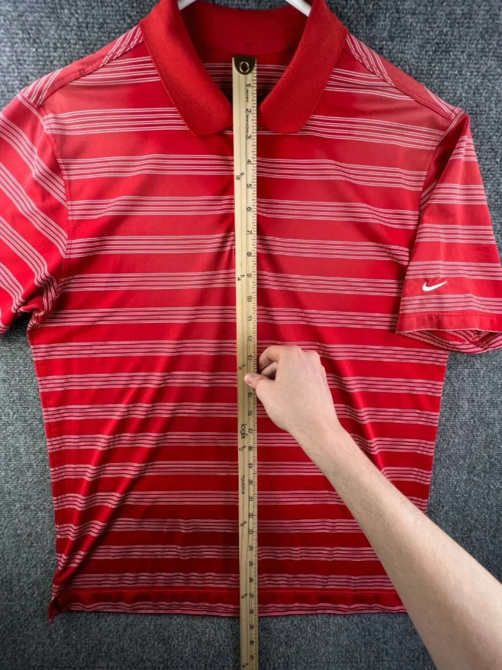 Nike Golf Men's Large Short Sleeve Orange Polo Shirt Striped Dri-fit Adult